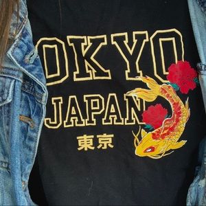 forever 21 tokyo black crop top t-shirt M